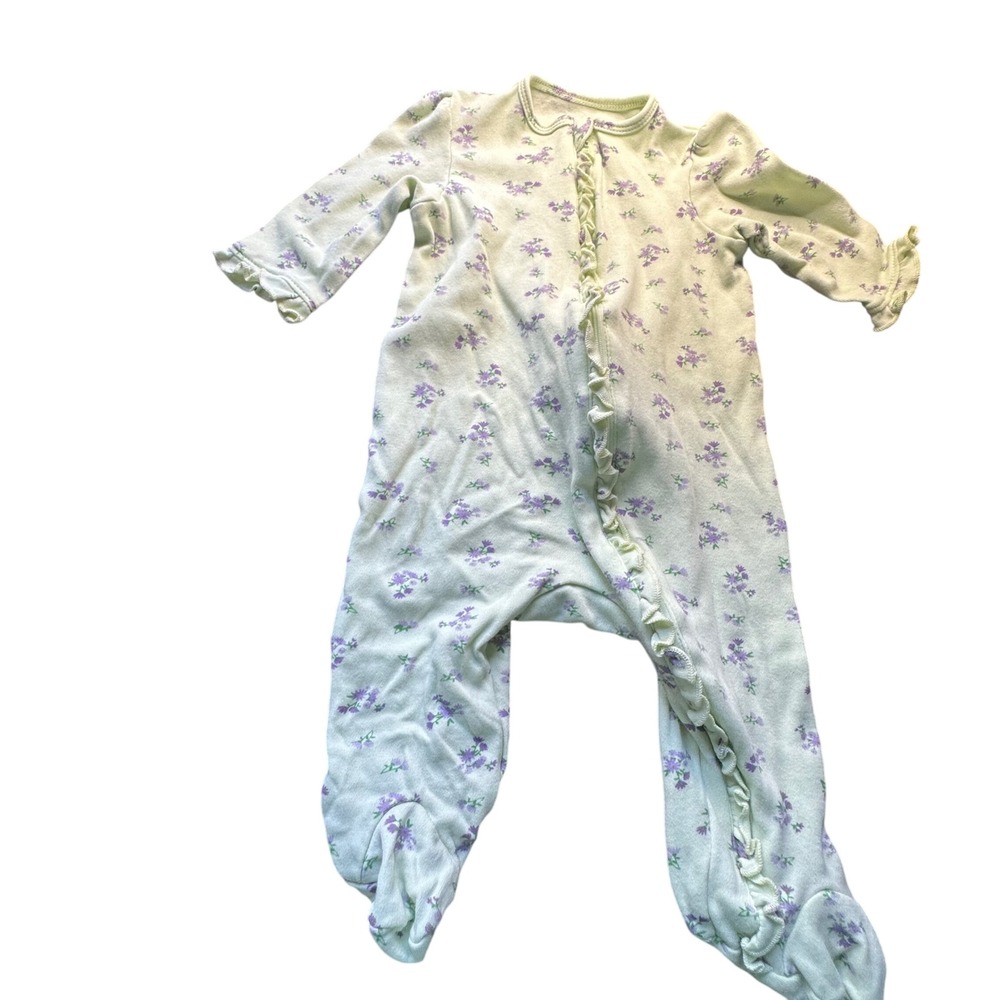 Baby‎ Girl Sleepers Footed Pajamas 3 Piece Set Floral Hearts Newborn Infant - Picture 7 of 8